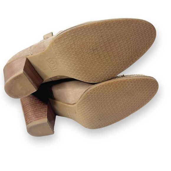 Stuart Weitzman Women’s Gold Studded Cap Toe Zip Taupe Suede Ankle Boots 5.5 M - Picture 7 of 9